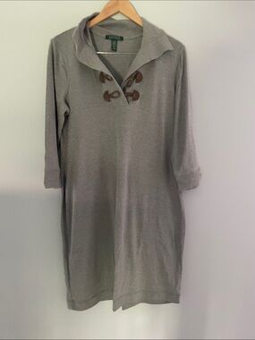 Lauren Ralph Lauren Long-Sleeve Toggle Knit grey Dress size:XL